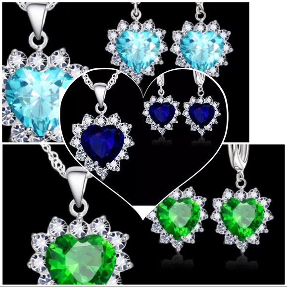 Unique Heart Jewelry Set For Women Sterling 925 - Picture 1 of 1